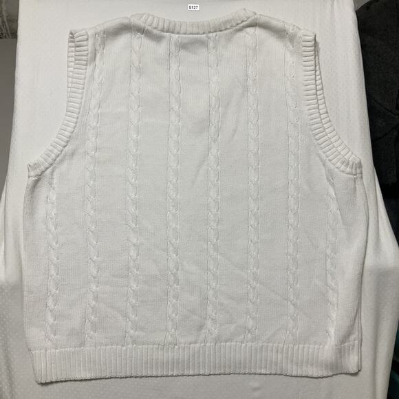 Wilson Men Sweater Vest S White Cable Knit Classic Sleeveless V-neck Classic - Picture 6 of 7